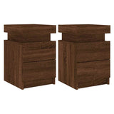 Bedside Cabinets with LED Lights 2 pcs Brown Oak 35x39x55 cm 836762