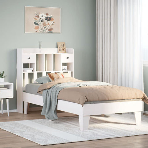 ZNTS Bed Frame without Mattress White 90x200 cm Solid Wood Pine 3308853