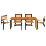 Garden Dining Set 7 pcs Black Solid Acacia Wood 3365541