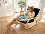 Lounge Chair, Comfortable Relax Rocking Chair with Headrest, 67W x 92D x 89H cm, Black T3398P548066