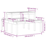 Picnic Table 110x134x75 cm Impregnated Wood Pine 832561