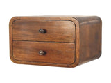 Solid Wood Floating Mini Chestnut Bedside, 2 Drawers, Dark Brown B2743P402930
