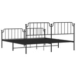 ZNTS Metal Bed Frame with Headboard and Footboard Black 200x200 cm 373912