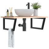 Basin Shelf Wall Mounted Steel and Solid Wood Oak 3302635