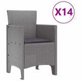 Garden Dining Set with Cushions 15 pcs Light Grey PP 3378810