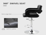 PU Leather Upholstered Swivel Bar Stool, Height Adjustable with Back, Armrest, Footrest, Black T3398P328151
