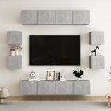 8 Piece TV Cabinet Set Concrete Grey Engineered Wood 3079068