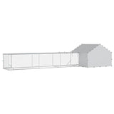 Chicken Coop with Roof and Yard 2 pcs Silver 700 x 200 x 150 cm 3434659