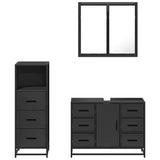 ZNTS 3 Piece Bathroom Furniture Set Black Engineered Wood 3301020