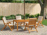 5-Piece Garden Dining Set Natural Solid Acacia Wood 3434554