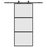 Sliding Door with Hardware Set Black 90x205 cm Tempered Glass 3375815