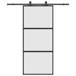 Sliding Door with Hardware Set Black 90x205 cm Tempered Glass 3375815