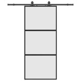 Sliding Door with Hardware Set Black 90x205 cm Tempered Glass 3375815