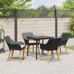 Garden Dining Set with Cushion 5 pcs Black Poly Rattan 3261664