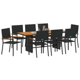 Garden Dining Set 9 pcs Black and Brown Poly Rattan 3365432