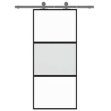 Sliding Door Black 90x205 cm Tempered Glass and Aluminium 155202