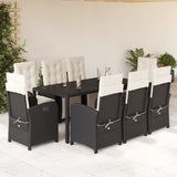 9 Piece Garden Dining Set with Cushions Black Poly Rattan 3212455