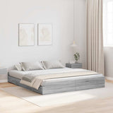 Storage Bed Frame Grey Sonoma 180 x 200 cm Engineered Wood 3335274