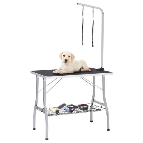 Adjustable Dog Grooming Table with 2 Loops and Basket 171068