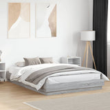 Bed Frame with LED without Mattress Grey Sonoma 160x200 cm 3209784