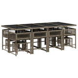 13 Piece Garden Dining Set with Cushions Grey Poly Rattan 3211520