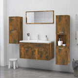 Bathroom Cabinet Smoked Oak 30x30x130 cm Engineered Wood 815639