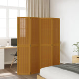 Room Divider 4 Panels Brown Solid Wood Paulownia 358818