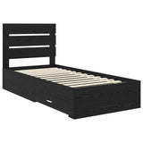Bed Frame with Drawer Black Oak 90 x 190 cm Engineered Wood 3412021