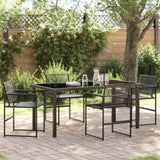 Garden Dining Set 5 pcs Black Poly Rattan 3379328