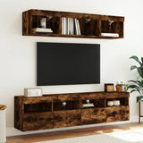 TV Wall Cabinet with LED Lights Smoked Oak 80x30x40 cm 837205