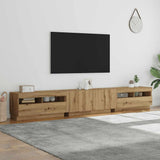 TV Cabinet with LED Lights Artisan Oak 260x35x40 cm Engineered Wood 3329168