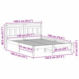 Bed Frame Brown 140 x 190 cm Solid Pine Wood 872382