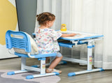 Kids Desk and Chair Set, Height Adjustable Student Writing Desk, Children School Study Table with T3398P347709