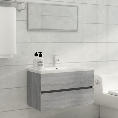 ZNTS 2 Piece Bathroom Furniture Set Grey Sonoma Engineered Wood 815739