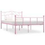284541 Bed Frame without Mattress Pink Metal 160x200 cm