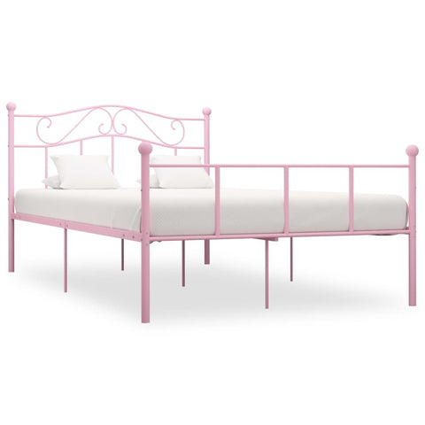 284541 Bed Frame without Mattress Pink Metal 160x200 cm