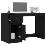 Desk with Drawer Black Oak 50 x 115 x 75 cm Engineered Wood 862824