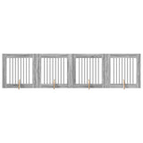 Dog Gate with Stands 4 pcs Grey Sonoma 80 x 80 cm 892082