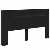 Storage Headboard with LED Black Engineered Wood 3418690