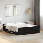 ZNTS Bed Frame with Drawers Black 135x190 cm Double Engineered Wood 3280315