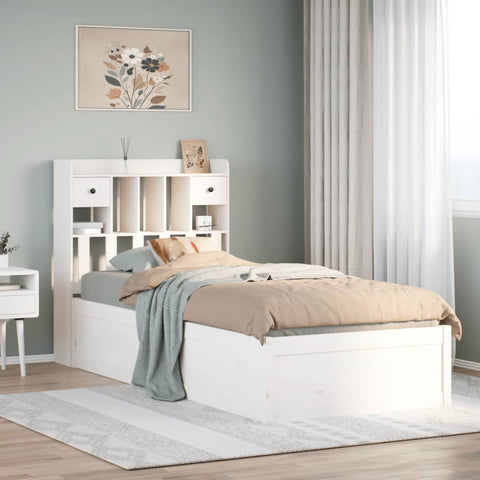 Bed Frame without Mattress White 90x190 cm Single Solid Wood Pine 3323516