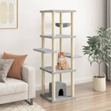 Cat Tree with Sisal Scratching Posts Light Grey 154 cm 172056