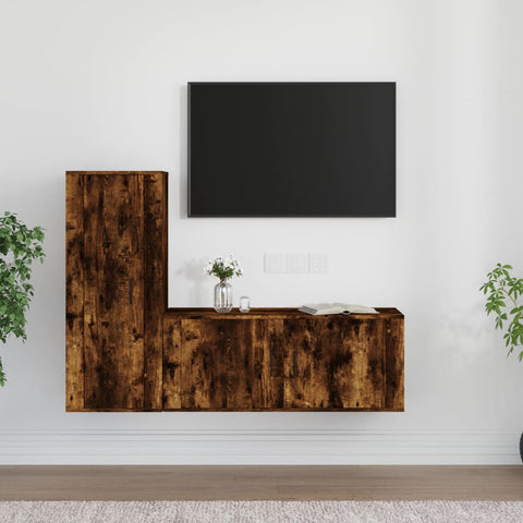 2 Piece TV Cabinet Set Smoked Oak Engineered Wood 3188739