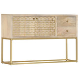 ZNTS Sideboard Gold 120x30x75 cm Solid Mango Wood 286500