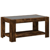 Coffee Table with LED Smoked Oak 93x53x45 cm Engineered Wood 847557