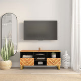 TV Cabinet Brown and Black 100x33.5x46 cm Solid Wood Mango 356801