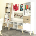 Oslo Leaning Bookcase 1 Drawer in White and Oak 7047538549AK