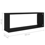 ZNTS Wall Cube Shelf 6 pcs Black 60x15x23 cm Engineered Wood 807138