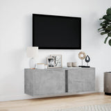 TV Wall Cabinet with LED Lights Concrete Grey 100x31x35 cm 852267