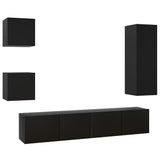 5 Piece TV Cabinet Set Black Engineered Wood 3078801